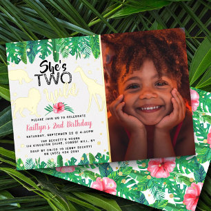 Invitation En Aluminium Deux filles sauvages Jungle Safari Photo 2e annive