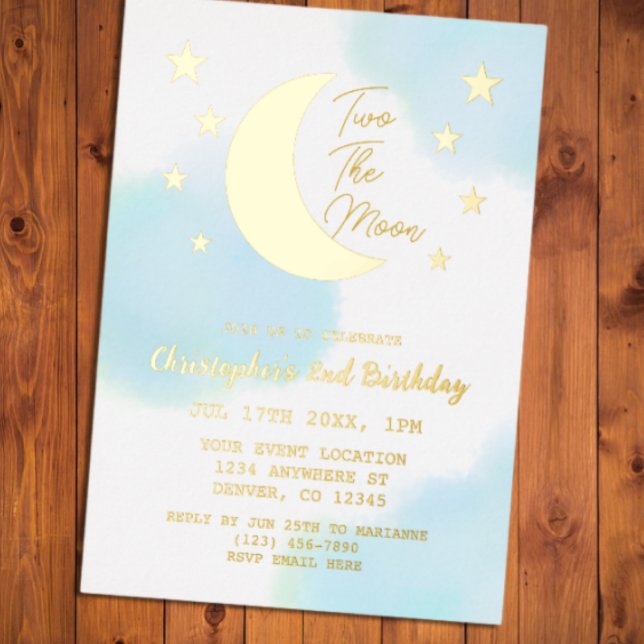 Invitation En Aluminium Deux La Lune 2e Anniversaire (Créateur téléchargé)