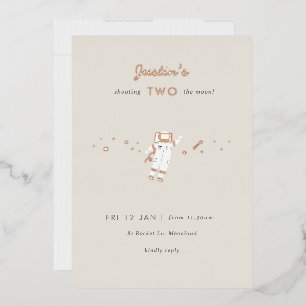Invitation En Aluminium Deux La Moon Space Party Foil 2e anniversaire Invi