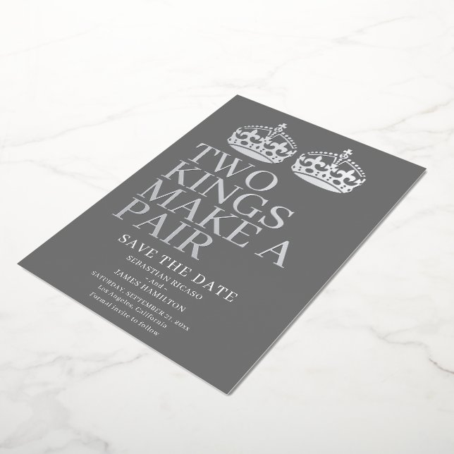 Invitation En Aluminium Deux rois font une paire Mariage gay (Rotation)