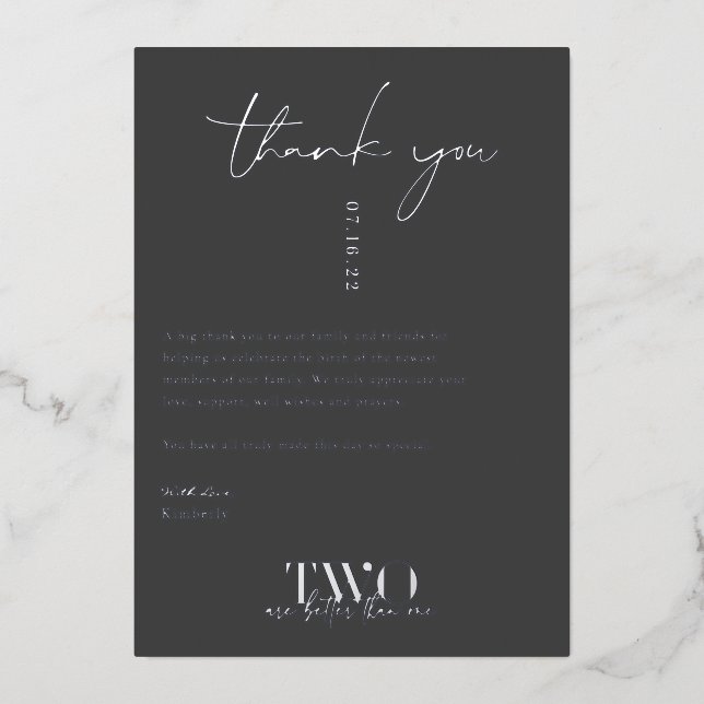 Invitation En Aluminium Deux sont meilleurs qu'un | MERCI BABY SHOWER (Recto)