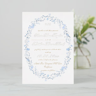 Invitation En Aluminium Devine Élégant Papier D'or Moderne Floral Mariage