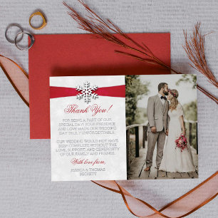 Invitation En Aluminium Diamante Flocon de neige et Ruban rouge Mariage d'