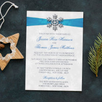 Diamante Snowflake & Blue Ribbon Mariage d'hiver