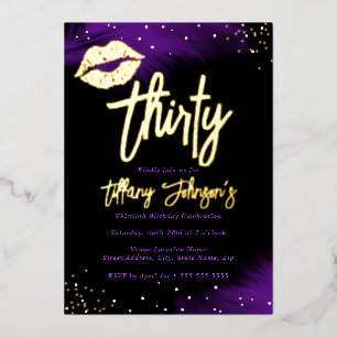 Invitation En Aluminium Diamond Purple Gold Kiss 30e anniversaire