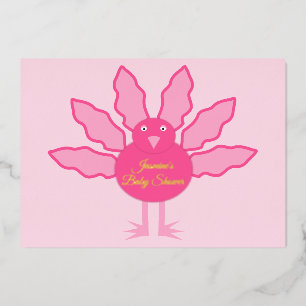 Invitation En Aluminium Dinde de Thanksgiving Bébé Fille Rose Personnalisé