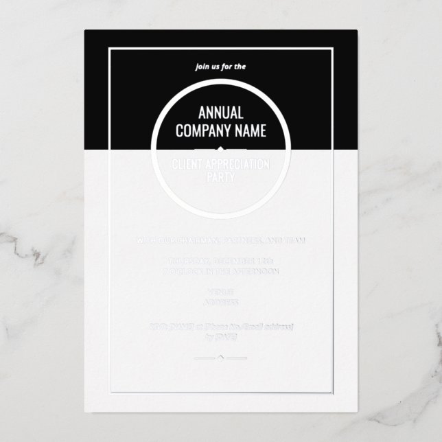 Invitation En Aluminium Dîner annuel d'appréciation de l'entreprise Busine (Recto)