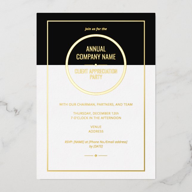 Invitation En Aluminium Dîner annuel d'appréciation de l'entreprise, Fête  (Recto)