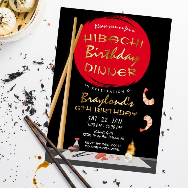 Invitation En Aluminium Dîner d'anniversaire Hibachi Fête Hibachi (Créateur téléchargé)