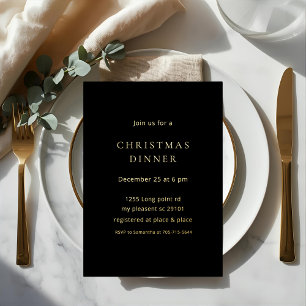 Invitation En Aluminium Dîner de Noël Minimaliste avec Feuille d'Or