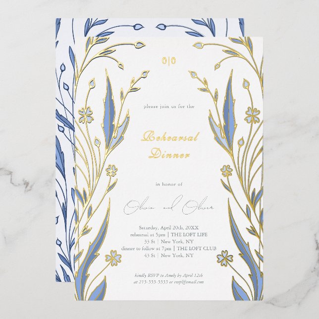 Invitation En Aluminium Dîner de répétition Blue Buttercup (Recto/Verso)