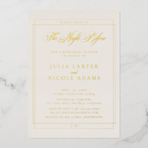 Invitation En Aluminium Dîner de répétition classique or calligraphie ivoi