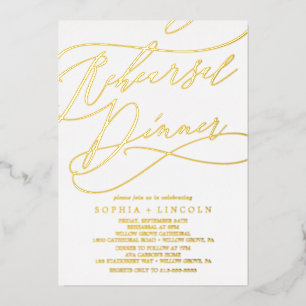 Invitation En Aluminium Dîner de répétition de calligraphie à feuille d'or