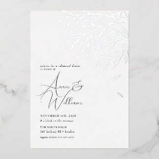 Invitation En Aluminium Dîner de répétition de la feuille d'argent botaniq