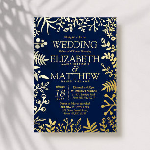 Invitation En Aluminium Dîner de répétition de mariage floral élégant réel