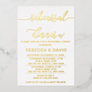 Invitation En Aluminium Dîner de répétition de script simple élégant