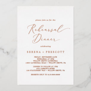 Invitation En Aluminium Dîner de répétition délicat en feuille d'or rose