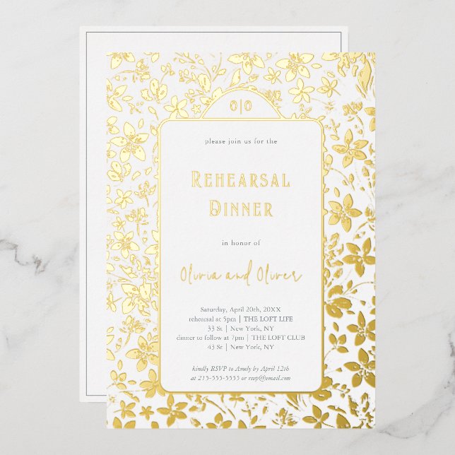 Invitation En Aluminium Dîner de répétition des petites fleurs (Recto/Verso)