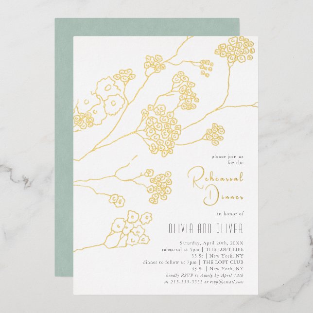 Invitation En Aluminium Dîner de répétition des petites fleurs blanches (Recto/Verso)