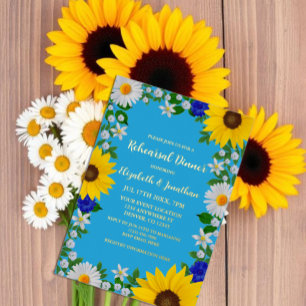 Invitation En Aluminium Dîner de répétition d'été Sky Blue Floral