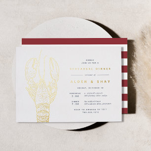 Invitation En Aluminium Dîner de répétition du crabe nautique Gold Foil