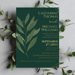 Invitation En Aluminium Dîner de répétition Emerald Green Gold