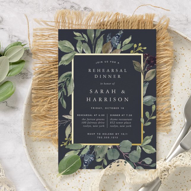 Invitation En Aluminium Dîner de répétition Eucalyptus & Sauge (Créateur téléchargé)