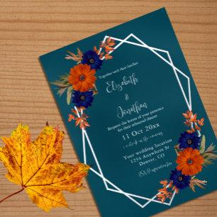 Invitation En Aluminium Dîner de répétition floral rustique automnal orang