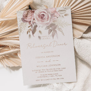 Invitation En Aluminium Dîner de répétition florale Dusty Rose Gold Blush