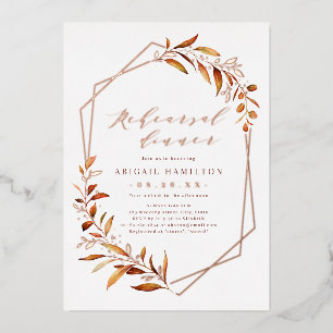 Invitation En Aluminium Dîner de répétition géométrique Rustique automne v