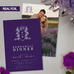 Invitation En Aluminium Dîner de répétition mariage monogramme argent viol