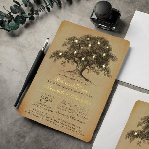 Invitation En Aluminium Dîner de répétition Mariage vintage Old Oak Tree