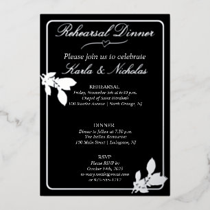 Invitation En Aluminium Dîner de répétition noire Fleurs de tulipes