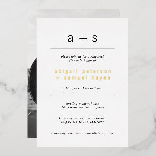 Invitation En Aluminium Dîner de répétition photo monogramme minimal