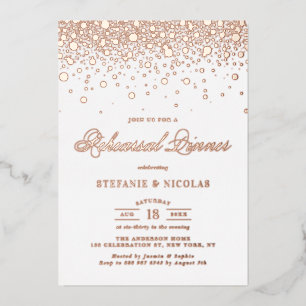 Invitation En Aluminium Dîner de répétition Rose élégant Gold Foil Confett