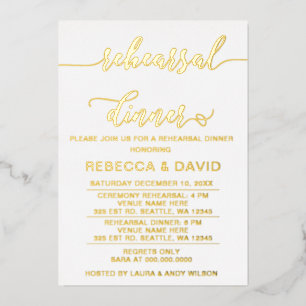 Invitation En Aluminium Dîner de répétition simple et élégant