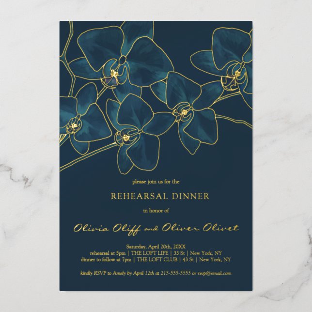 Invitation En Aluminium Dîner de répétition Soft Blue Orchid (Recto)