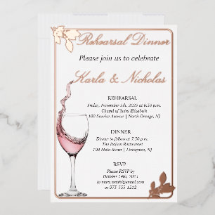 Invitation En Aluminium Dîner de répétition, Toast floral, Elégant blanc