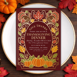 Invitation En Aluminium Dîner de Thanksgiving à la dinde élégante de citro