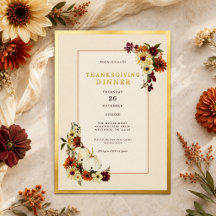 Dîner de Thanksgiving Élégant Floral Citrouille Ru