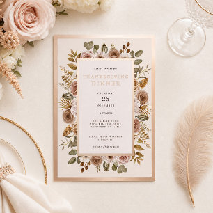 Invitation En Aluminium Dîner de Thanksgiving Floral Bohème Élégant Rustiq