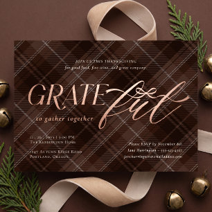 Invitation En Aluminium Dîner de Thanksgiving reconnaissant avec un élégan