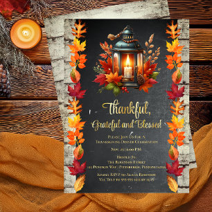 Invitation En Aluminium Dîner de Thanksgiving reconnaissant, reconnaissant