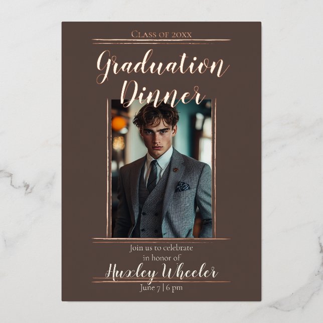 Invitation En Aluminium Dîner/Déjeuner de remise de diplômes, couleur moch (Recto)