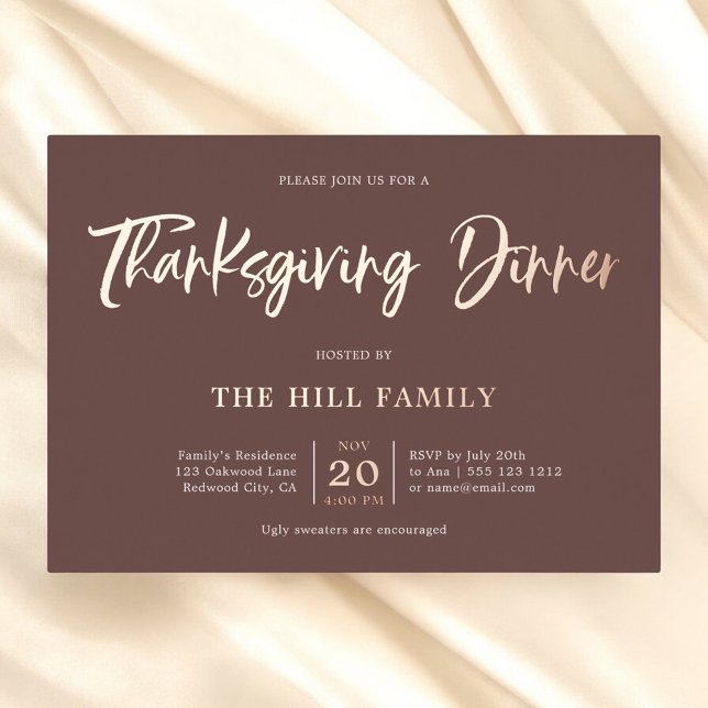 Invitation En Aluminium Dîner élégant de Thanksgiving en calligraphie (Créateur téléchargé)