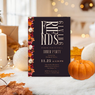 Invitation En Aluminium Dîner Floral Friendsgiving Moderne 
