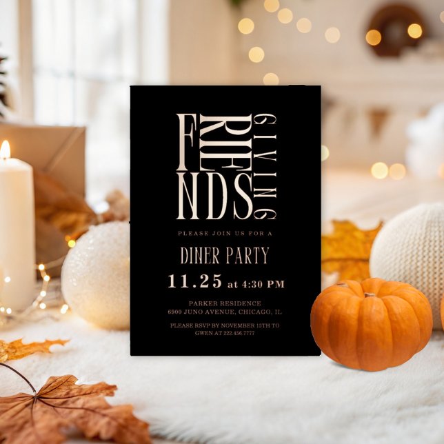 Invitation En Aluminium Dîner moderne de Friendsgiving (Créateur téléchargé)
