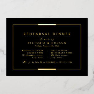 Invitation En Aluminium Dîner simple de répétition encadré Elegance Black