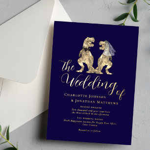 Invitation En Aluminium Dinosaur Thème Mariage Marine Blue Gold