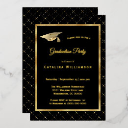 Invitation En Aluminium Diplôme à motif géométrique doré élégant